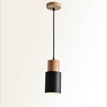 Nordic Cylinder Pendant Light with Adjustable Height | Modern Aluminium and Wood Design for Minimalist Interiors