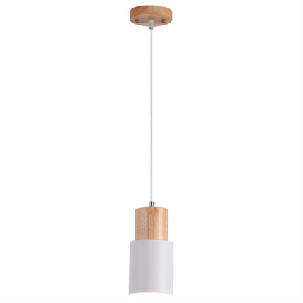 Nordic Cylinder Pendant Light with Adjustable Height | Modern Aluminium and Wood Design for Minimalist Interiors