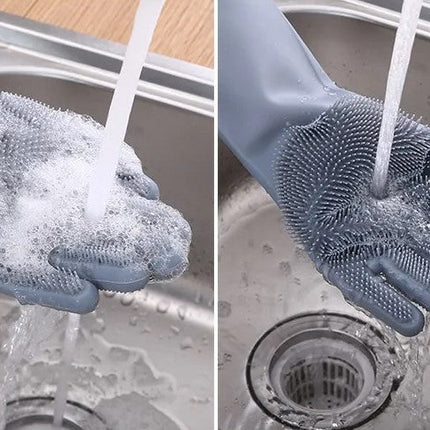 Silicone Scrubbing Gloves with Soft Bristles | Durable Cleaning Tool for Effortless Dishwashing