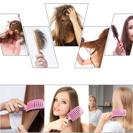 Detangling Hair Brush, Curved Bristle and Nylon Detangling Brush for Scalp Massage – image 8