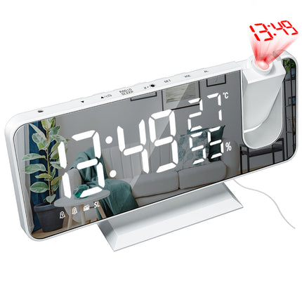 Projection Alarm Clock with 180 Degree Ceiling Projector, Dual Alarm Digital Clock with FM Radio and USB Port