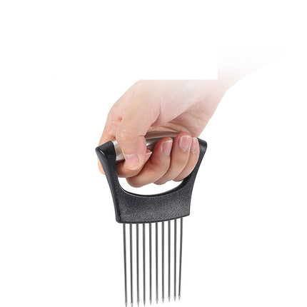 Food Slicing Holder with Sharp Holding Pins and Non-Slip Grip for Even Slices of Tomatoes and Onions