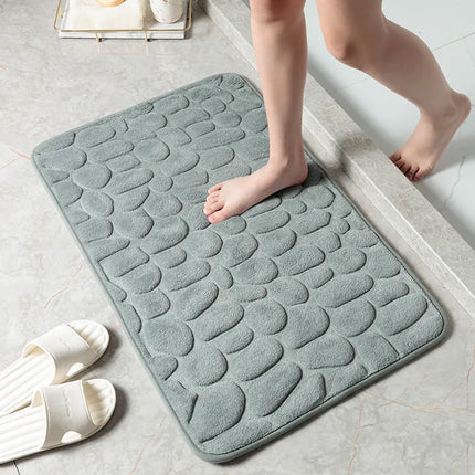 Water-Absorbent Pebble Bath Rug | Natural Stone Design for Ultimate Comfort