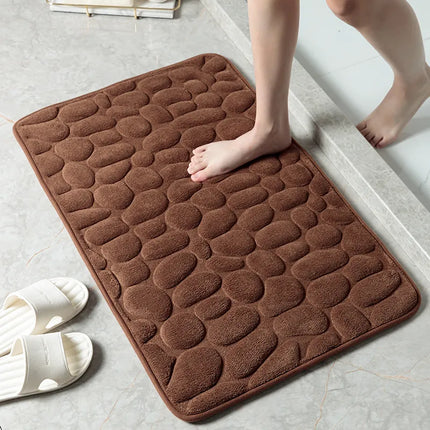 Water-Absorbent Pebble Bath Rug | Natural Stone Design for Ultimate Comfort