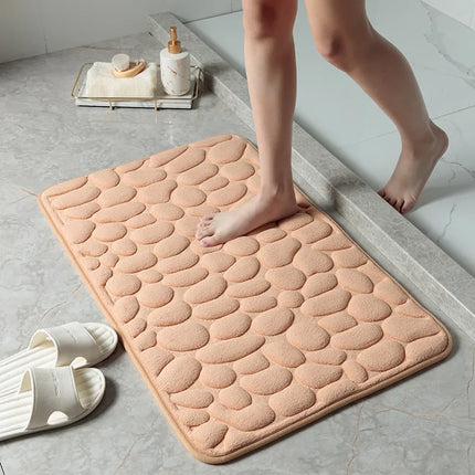 Water-Absorbent Pebble Bath Rug | Natural Stone Design for Ultimate Comfort
