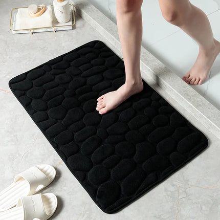 Water-Absorbent Pebble Bath Rug | Natural Stone Design for Ultimate Comfort