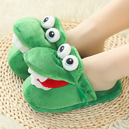 Crocodile Plush Slippers, Novelty Animal House Shoes in Sizes 33 to 45, Warm Indoor Footwear for Women and Men