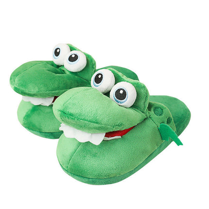 Crocodile Plush Slippers, Novelty Animal House Shoes in Sizes 33 to 45, Warm Indoor Footwear for Women and Men
