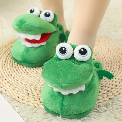 Crocodile Plush Slippers, Novelty Animal House Shoes in Sizes 33 to 45, Warm Indoor Footwear for Women and Men