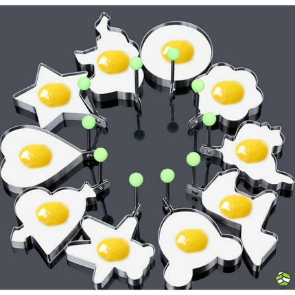Egg and Pancake Mold Set of 10 Non-Stick Shapes for Fried Eggs and Pancakes at Family Breakfast