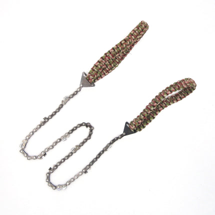 Pocket Chainsaw with High Carbon Steel Chain, Hand Rope Saw with Paracord Handles for Camping and Firewood