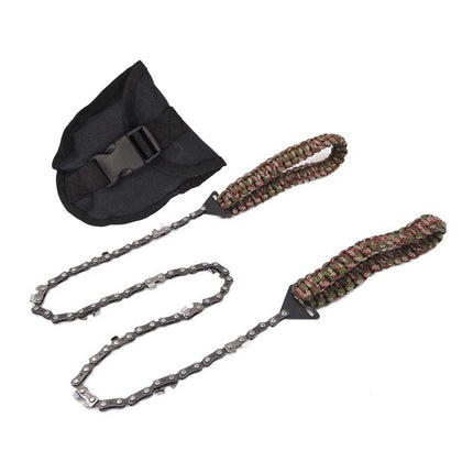 Pocket Chainsaw with High Carbon Steel Chain, Hand Rope Saw with Paracord Handles for Camping and Firewood