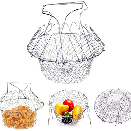 Collapsible Steamer Basket for Pots, Expandable Insert with Foldable Legs and Silicone Feet for Vegetables and Eggs