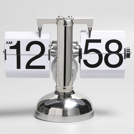 Automatic Page Turning Clock, Decorative Desk and Shelf Timepiece in Black or White with Optional Metal Foot Stand