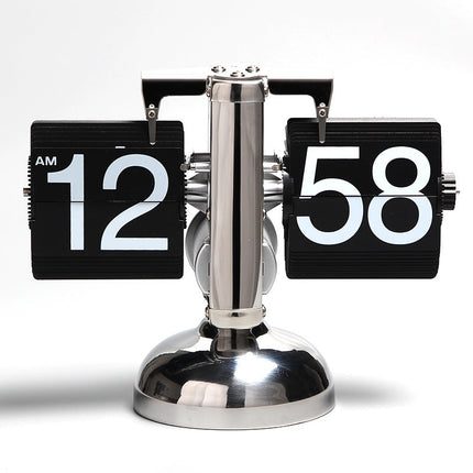 Automatic Page Turning Clock, Decorative Desk and Shelf Timepiece in Black or White with Optional Metal Foot Stand