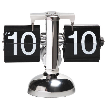 Automatic Page Turning Clock, Decorative Desk and Shelf Timepiece in Black or White with Optional Metal Foot Stand
