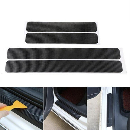 Carbon Fiber Car Door Sill Protectors, Peel and Stick Scuff Guard Strips, Trim to Fit Most Cars, SUVs and Trucks