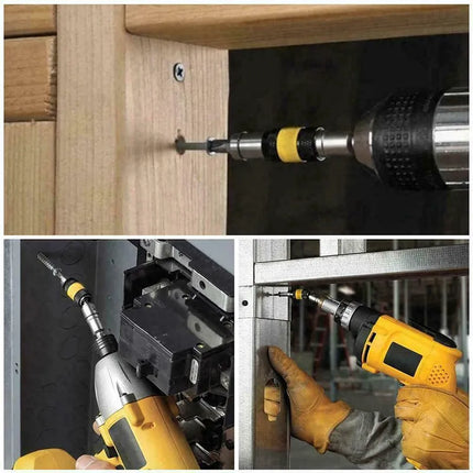 Flexible Drill Bit Extension Shaft for Tight Spaces, Silver and Black Drill and Screwdriver Attachment for Cabinet Backs and Corners