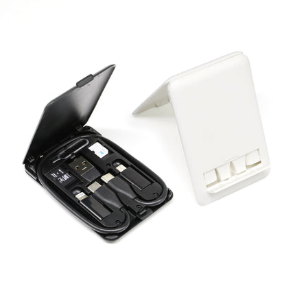 Universal Travel Cable Kit, USB-C Cable with Lightning, Micro-USB and USB-A Adapters, Credit Card Size Case, Black or White