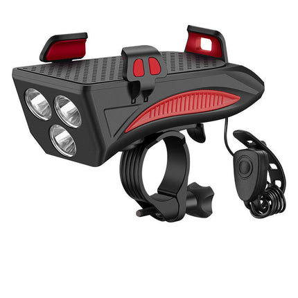 Bike Phone Holder with 4000mAh Power Bank, LED Light and 130 dB Bell, Anti-Slip Grip Mount, 3 Colors, for Cycling Navigation