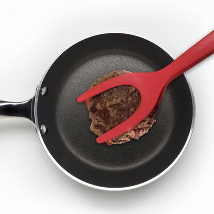 2-in-1 Silicone Spatula and Tongs, Heat-Resistant Kitchen Turner for Flipping Fish, Fried Eggs and French Toast