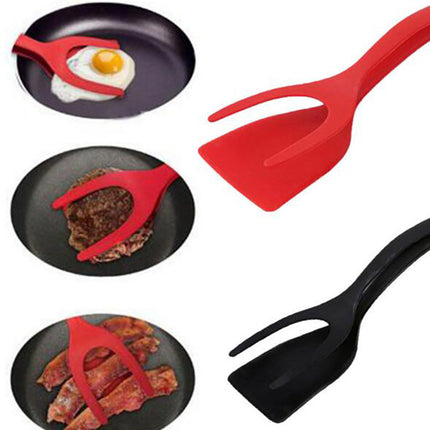 2-in-1 Silicone Spatula and Tongs, Heat-Resistant Kitchen Turner for Flipping Fish, Fried Eggs and French Toast