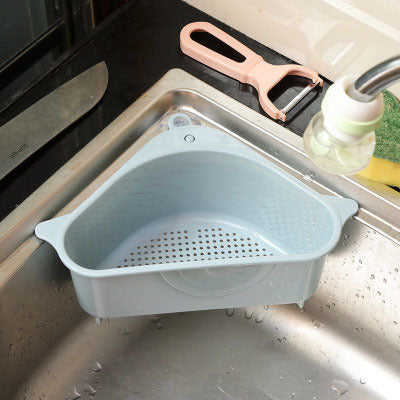 Sink Corner Drain Basket, Kitchen Sponge Holder and Produce Rinse Basket with Built In Drainage Holes