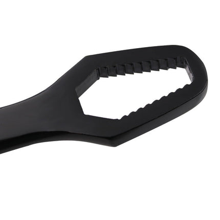 Dual Head Adjustable Wrench 8-13mm and 14-22mm, Toothed Anti Slip Jaws, Silver and Black Compact Spanner for Bike Repairs