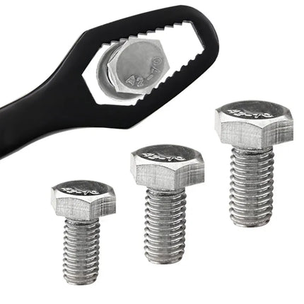 Dual Head Adjustable Wrench 8-13mm and 14-22mm, Toothed Anti Slip Jaws, Silver and Black Compact Spanner for Bike Repairs