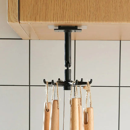 360 Degree Rotating Self-Adhesive Hooks, Black or White, Peel and Stick Wall Hook for Kitchen, Bathroom and Garage Storage
