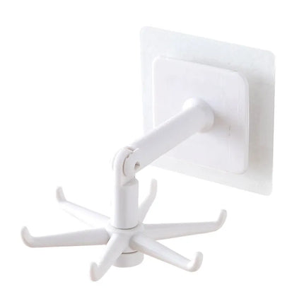 360 Degree Rotating Self-Adhesive Hooks, Black or White, Peel and Stick Wall Hook for Kitchen, Bathroom and Garage Storage