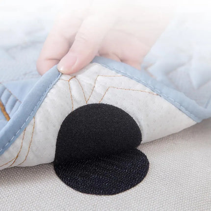 Anti-Slip Fabric Grip Stickers for Rugs, Blankets and Chair Cushions, Reusable No-Residue Adhesive, Black or White
