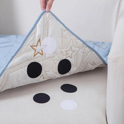 Anti-Slip Fabric Grip Stickers for Rugs, Blankets and Chair Cushions, Reusable No-Residue Adhesive, Black or White
