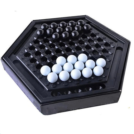 Marble Strategy Board Game for 2 Players, Push and Block Tabletop Game with Black and White Marbles