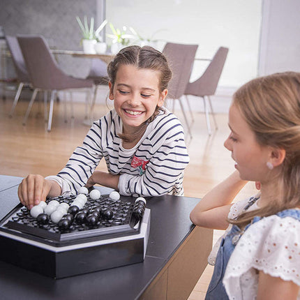 Marble Strategy Board Game for 2 Players, Push and Block Tabletop Game with Black and White Marbles