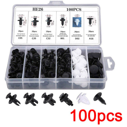 Multipurpose Car Fastener Clips Set with Durable Design | 100-Pack for Easy Organization