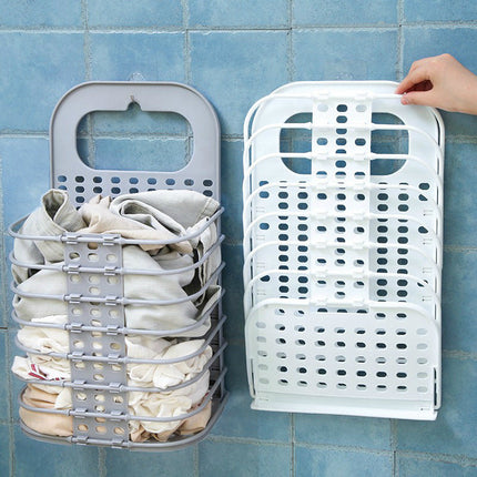 Foldable Laundry Basket, Wall Mounted Breathable Hamper that Folds Flat for Bathroom, Laundry Room and Closet Doors