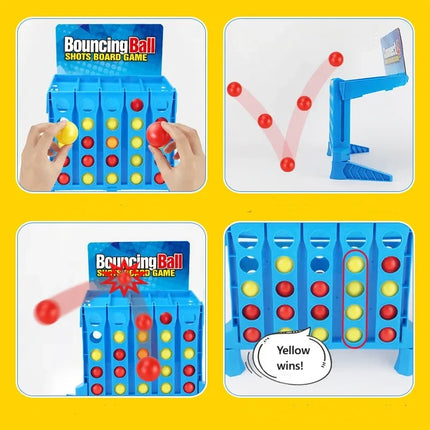 Light-Up Bounce Ball Game, Connect Four Balls in a Row on the Top Tray, Reflex Party Game for Family Nights