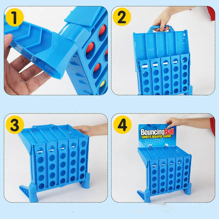 Light-Up Bounce Ball Game, Connect Four Balls in a Row on the Top Tray, Reflex Party Game for Family Nights