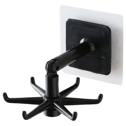 360 Degree Rotating Self-Adhesive Hooks, Black or White, Peel and Stick Wall Hook for Kitchen, Bathroom and Garage Storage