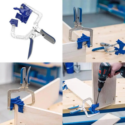 Heavy Duty Corner Clamp with Swing Jaw and Two-Way Rotation, Right Angle Clamp for Cabinet Making and DIY Assembly