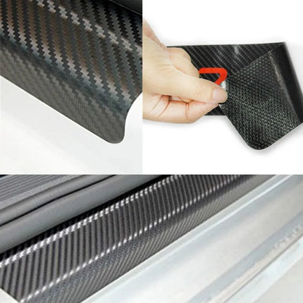 Carbon Fiber Car Door Sill Protectors, Peel and Stick Scuff Guard Strips, Trim to Fit Most Cars, SUVs and Trucks