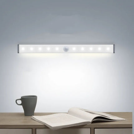 Motion Sensor LED Light Bar with 4 Meter Detection Range, USB Rechargeable Closet and Stair Light, White or Yellow Light