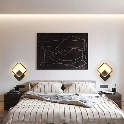 Modern Square LED Wall Lamp with Three-Tone Dimming | Energy-Efficient Lighting Fixture for Bedrooms and Living Rooms