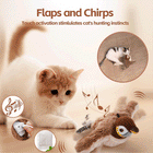 Interactive Cat Toys for Indoor Cats, Chirping Bird Cat Toy with Feather Tail, Motion Activated Plush Catnip Toy