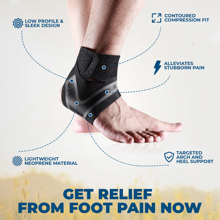 Ankle Support Brace with Adjustable Crisscross Compression Straps, Breathable Neoprene Ankle Wrap in Sizes S to XL
