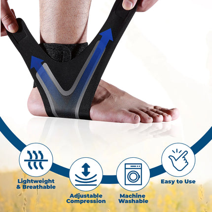 Ankle Support Brace with Adjustable Crisscross Compression Straps, Breathable Neoprene Ankle Wrap in Sizes S to XL