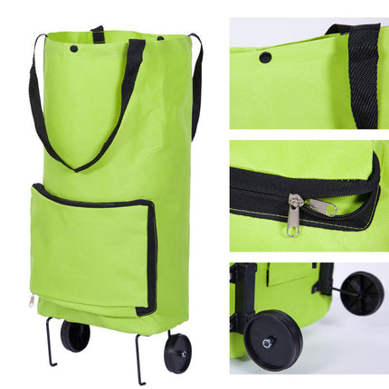 Foldable Shopping Cart with Swivel Front Wheels, 2-in-1 Rolling Grocery Trolley, Lightweight Compact Fold, 2 Colours