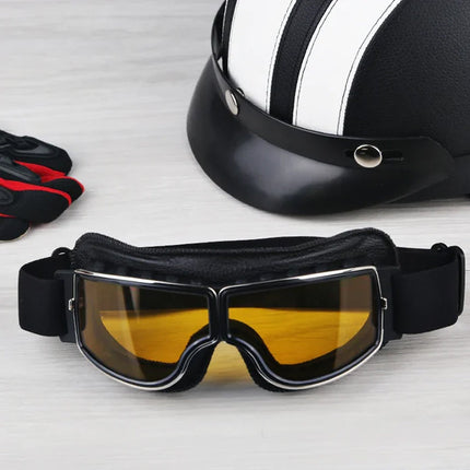 Vintage Motorcycle Goggles, Riding Goggles Over Glasses, Foldable Retro Bike Goggles for Cycling and Hiking – image 8