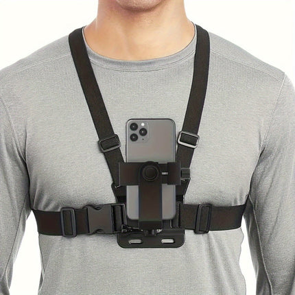 Phone Chest Mount Harness, Adjustable Chest Harness for Smartphone and Action Camera, Camera Harness for POV Filming